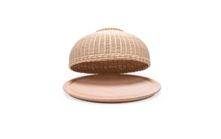 Calla-Wooden cheese holder with wicker lid